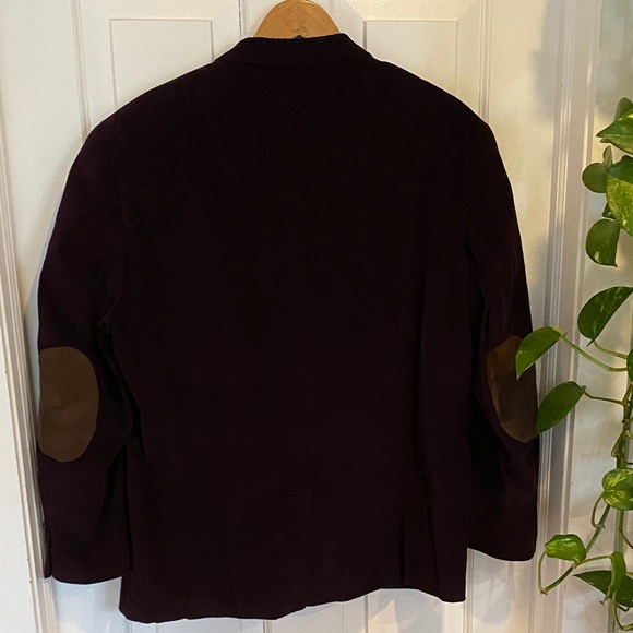 Lauren Ralph Lauren Dark Purple Corduroy Blazer Brown Elbow Patches Designer - Picture 5 of 13